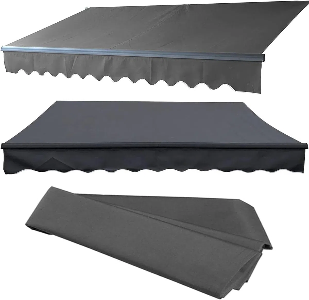 Ausziehbares Markisen-Ersatzgewebe – UV-beständiger Sonnenschutz für Türen & Fenster – Dunkelgrau 2 x 1,5 m – idealer Outdoor-Schatten für Terrassen, Höfe und Balkone