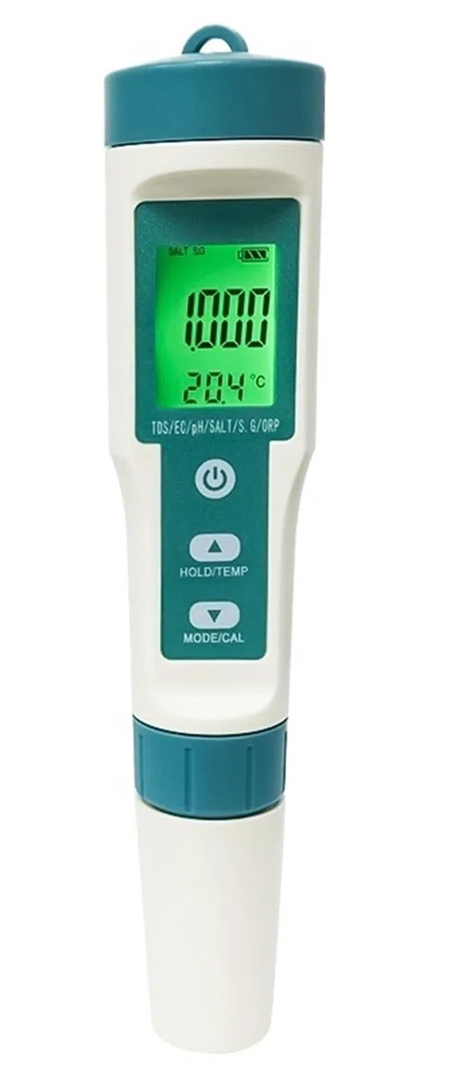 7-in-1 digitaler Wasserqualitätstester | PH/Cl₂/TDS/EC/Härte/Salz/Temperatur-Monitor for Aquarien und Pools