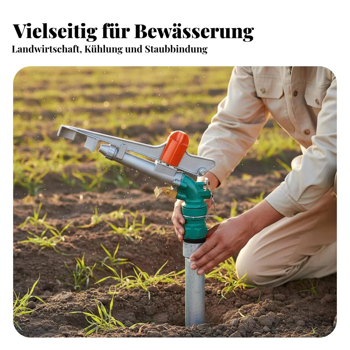 Bewässerungssprenger Gartenregner Rasensprenger Feldsprenger Kreisregner Hochbelastbar mit Einstellbarer Sprühweite Und Muster 0 Bis 360 Grad, Kupfer 2.5inch 50