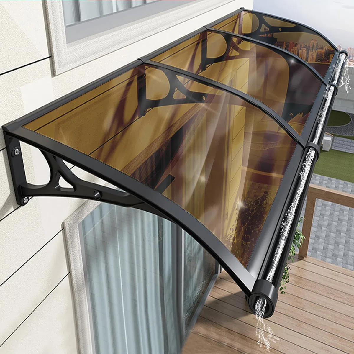 Generisch Aluminium-Fenster-, Tür- und Markisenhalterung – UV-, Regen- und Schneeschutzhalterung für den Außenbereich, witterungsbeständig, ideal für Markisen und Vordächer