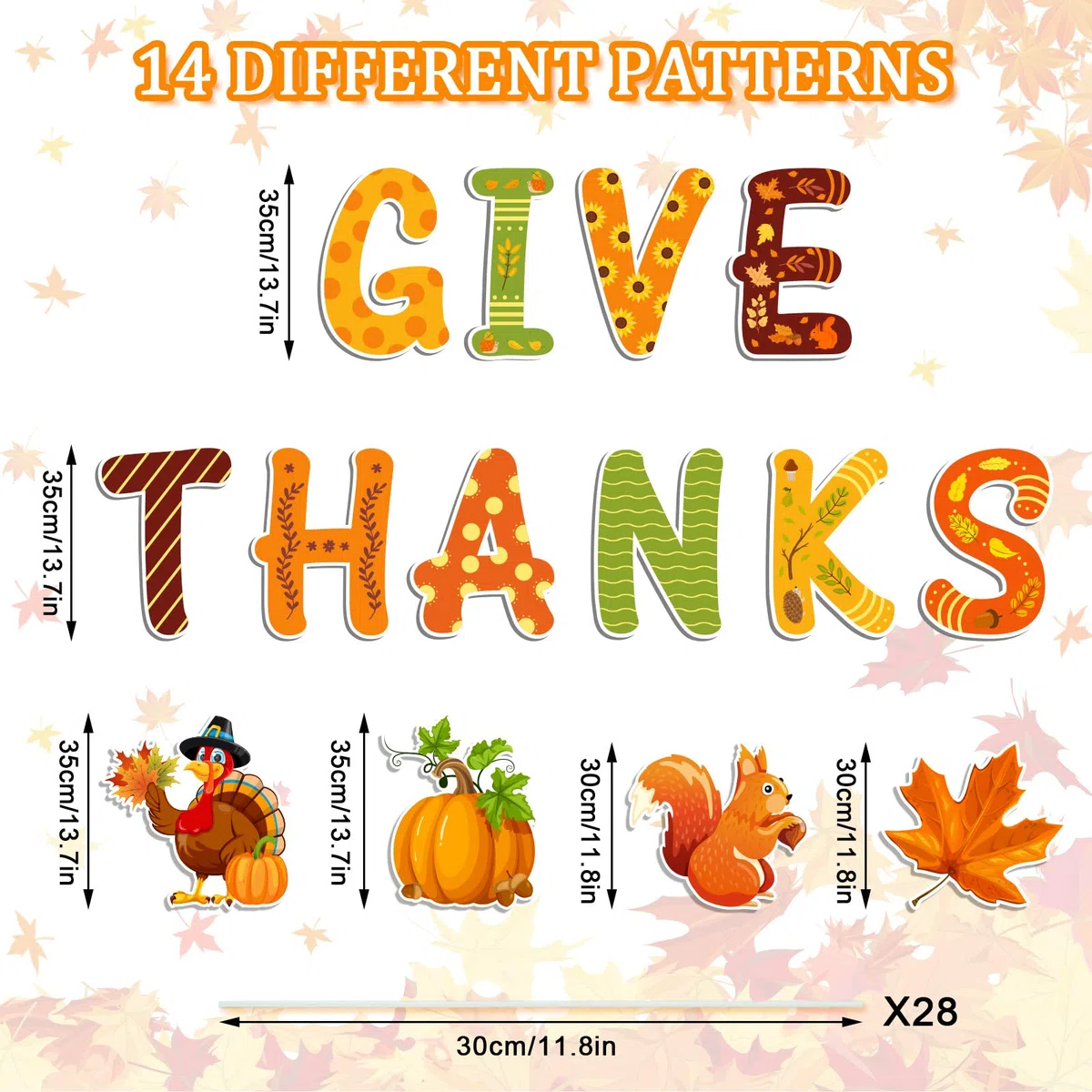 AnyDesign 14 Stück Herbsthof Schild mit 28 Stück Pfählen Give Thanks Truthahn Kürbis Ahornblatt Eichhörnchen Rasen Schild Herbst Ernte Rasen Dekor für Herbst Erntedankfest Zuhause Terrasse Outdoor
