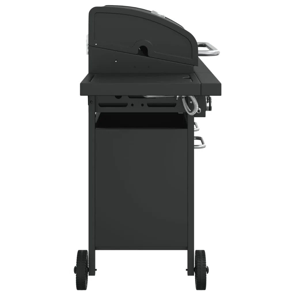 Gasgrill mit 7 Flammen 18,2 kW, Outdoor Grillstation aus pulverbeschichtetem Stahl, 73 x 40 cm Grillfläche, integriertes Thermometer, Schwarz