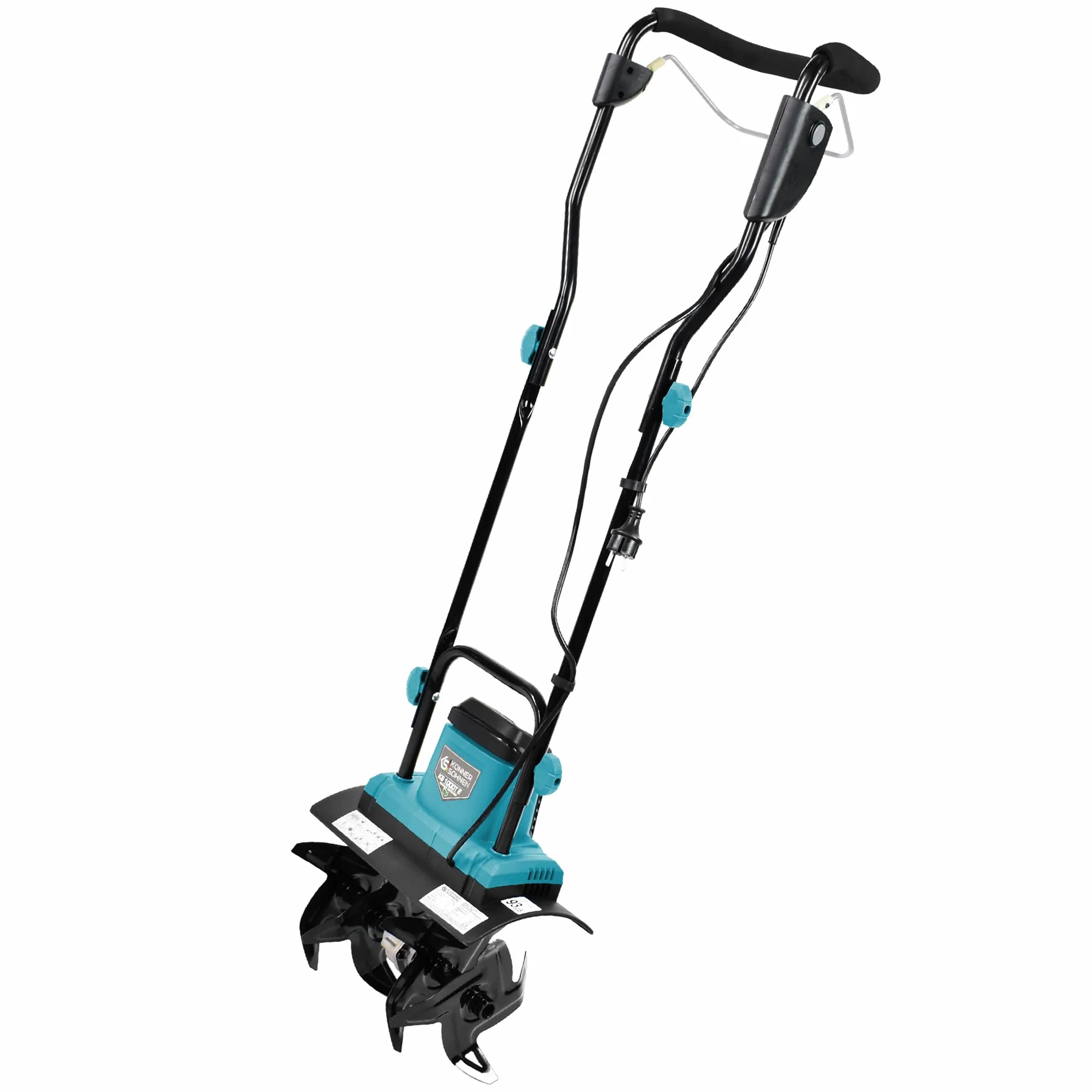 Könner & Söhnen KS 1000T E Elektro-Bodenhacke, Stake Metallfräsen, 36 cm Arbeitsbreite, bis 22 cm Arbeitstiefe, 1000 W, 230 V, 8 kg, Gartenfräse für Hofgrundstücken, Blumen- und Gartenbeeten