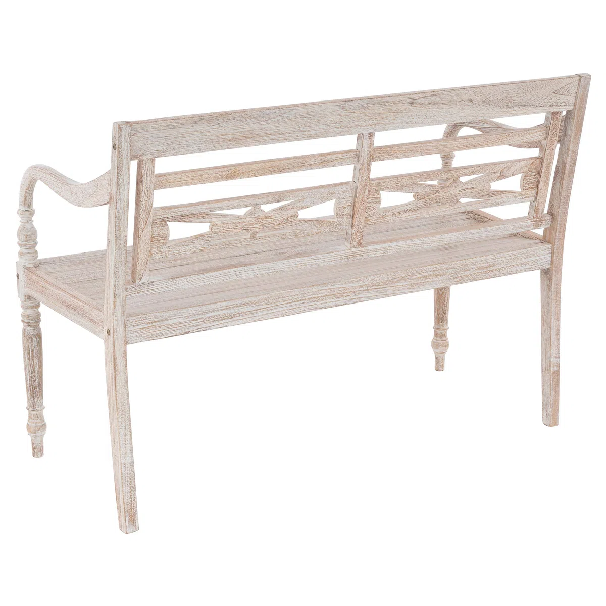 DIVERO 2 Sitzer Gartenbank „FLORENZ“ aus Teakholz – Farbe White Washed