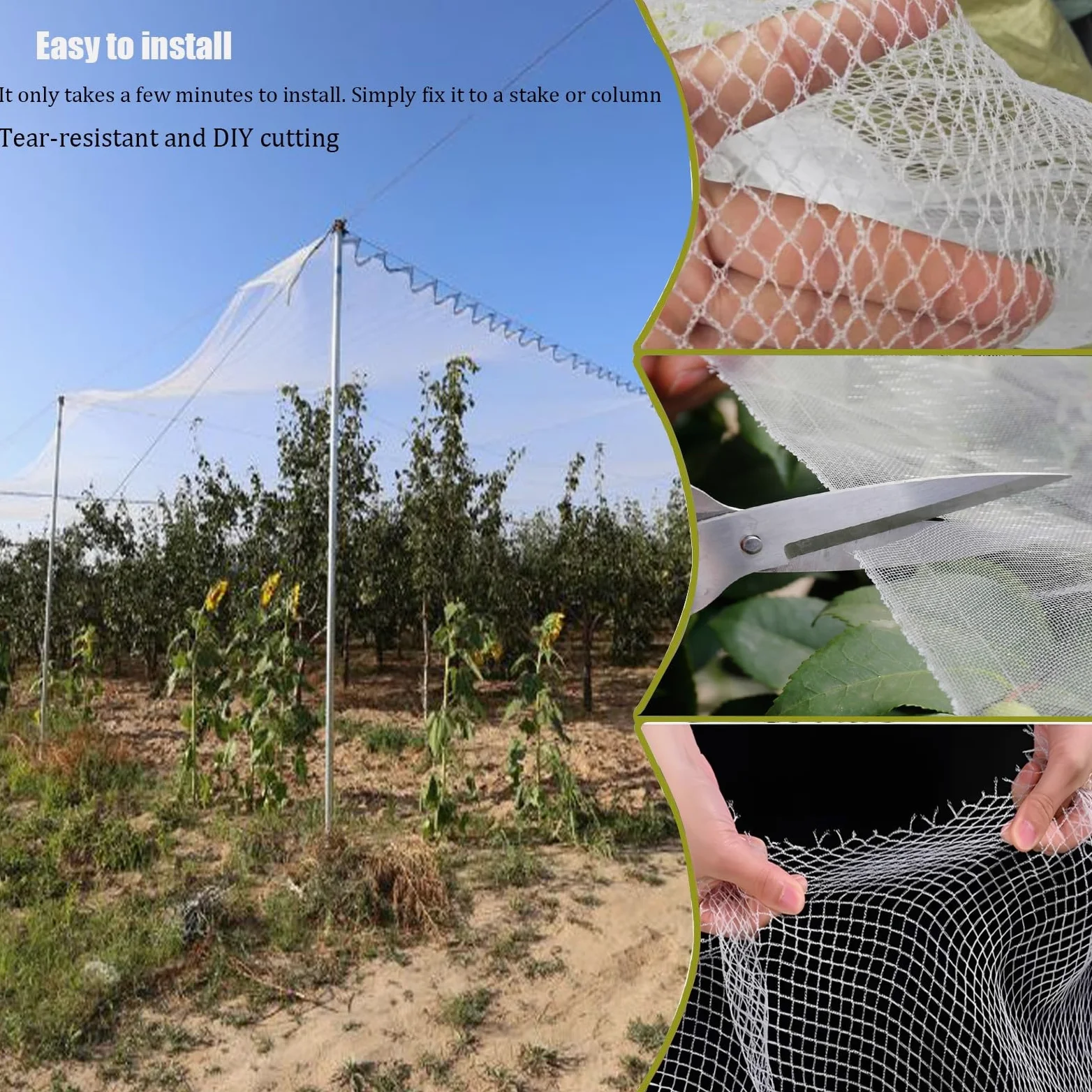 Generisch Vogelschutznetz für den Garten – Hagelschutznetz für Gemüsegärten, Obstplantagen und Teiche – Zuschneidbare, Wiederverwendbare Lösung (15 x 20 m) für die Landwirtschaft