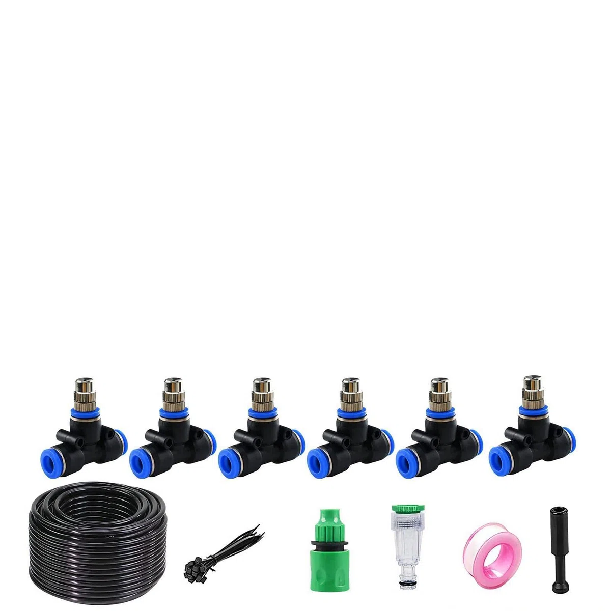Tropfbewässerungsset, automatisches Gartenbewässerungssystem mit Schläuchen, verstellbaren Nebelsprühdüsen und Tropfstrahlern für Hochbeet, Te Schwarz 40m 912 pipe + 40 sets of quick-connect fittings