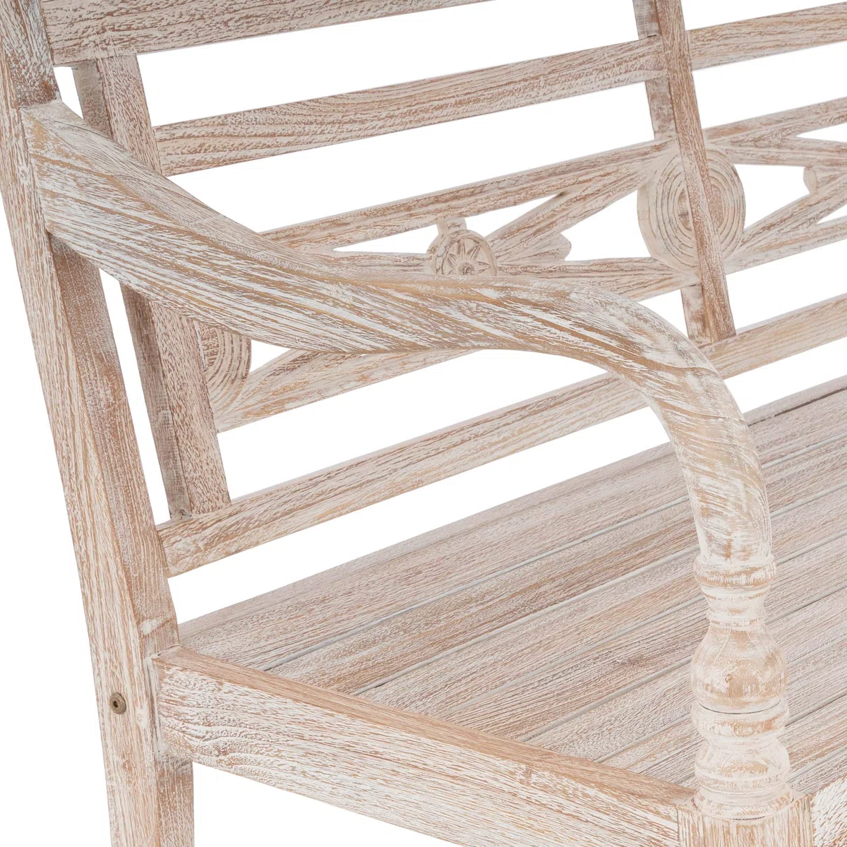 DIVERO 2 Sitzer Gartenbank „FLORENZ“ aus Teakholz – Farbe White Washed