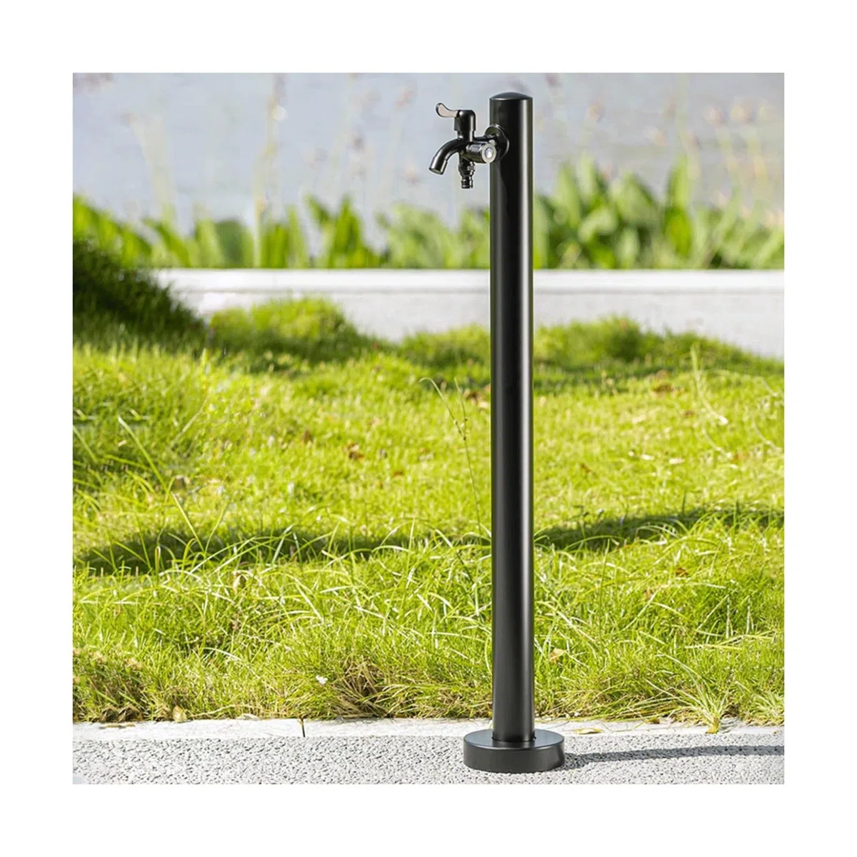 Vertikale zylindrische Gartenwassersäule, Edelstahl-Gartenwasserhahn, Frostschutzhahn, Wasserspender, Hydrant mit Doppelauslasshahn for den Hof(95x6cm)