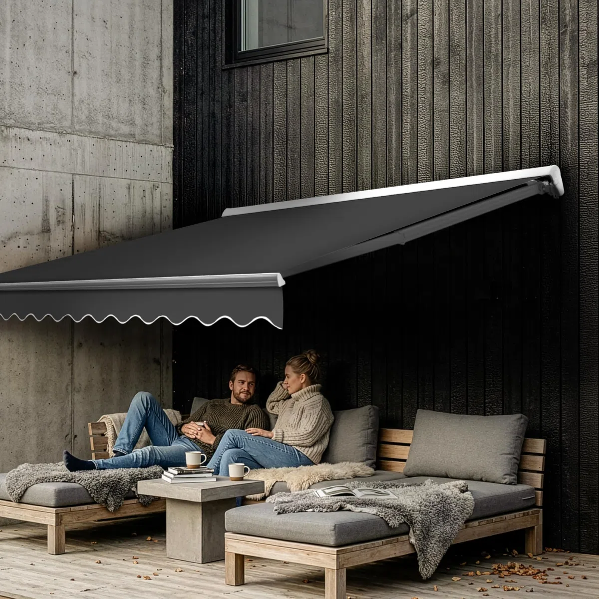 Eclipse Halbkassettenmarkise weiß elektrisch 3,5x3,0m Farbe:Grau