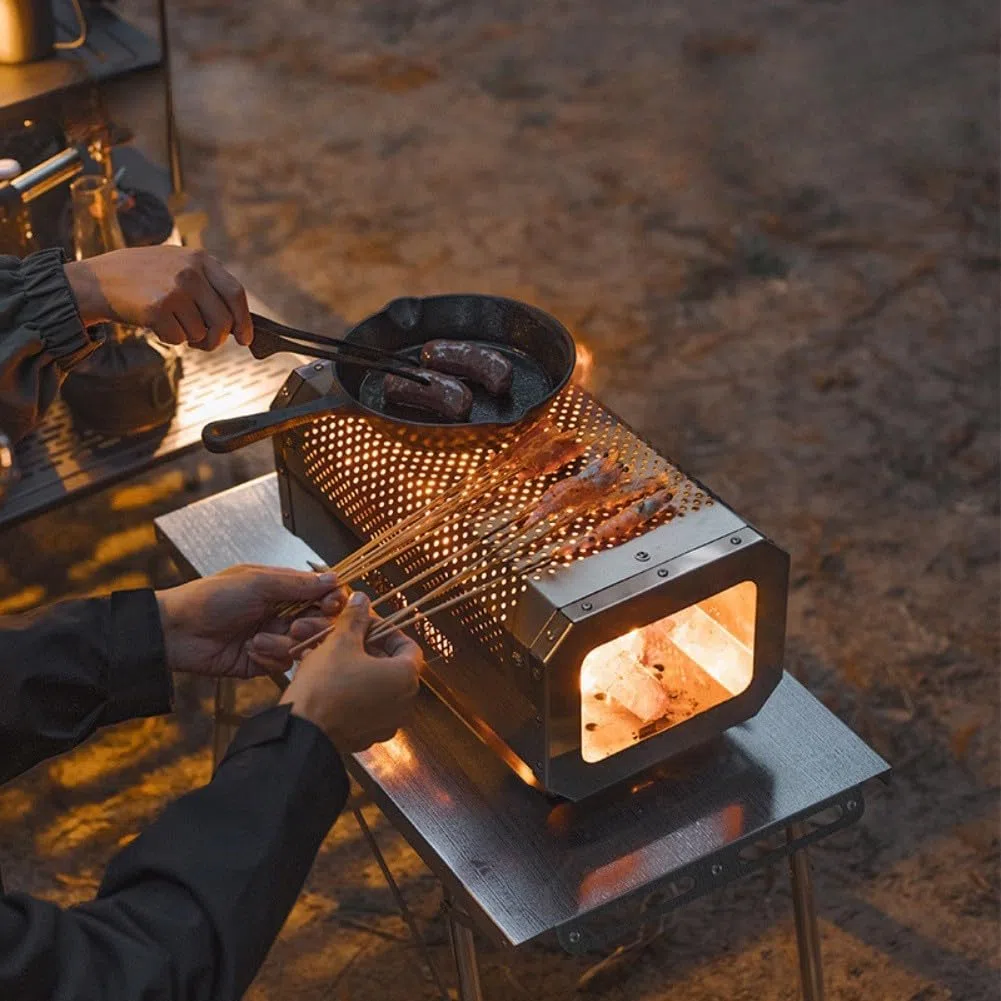 Tragbarer Campingkocher,Edelstahl Grillrost,Tischkamin für
