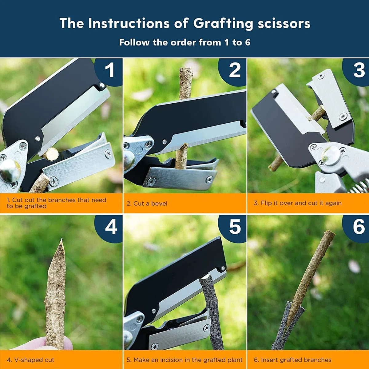 Garten-Pfropfwerkzeug-Gartenscheren-Set, multifunktionales Gartenscheren-Set mit Pfropfbändern und Ersatzklingen, Pflanzenzweig-, Reben- und Obstbaum-Schneideschere, perfekt für Obstbäume