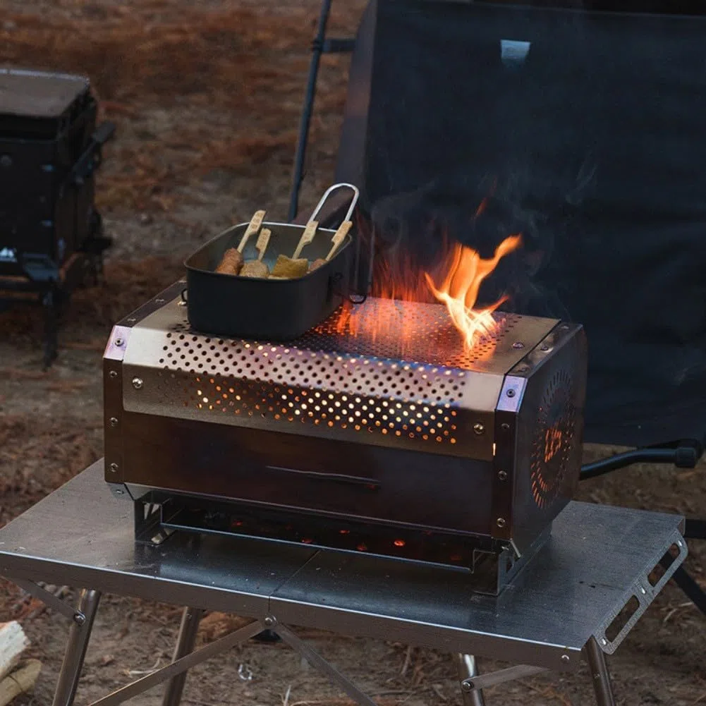 Tragbarer Campingkocher,Edelstahl Grillrost,Tischkamin für