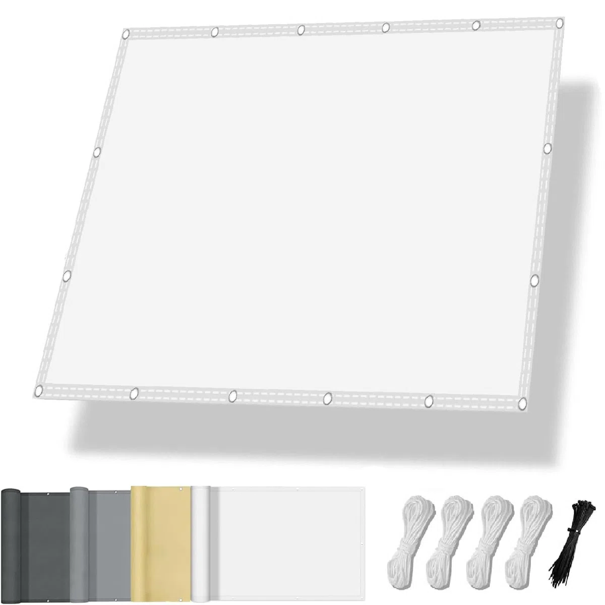 Sonnensegel Wasserdicht Rechteckig mit Ösen 4.5x9m Sonnenschutz Terrasse UV-Schutz, Wetterfest, 100% Polyester Markisenstoff Sonnensegel Balkon für Outdoor Innenhof Pergola Pool, Weiß