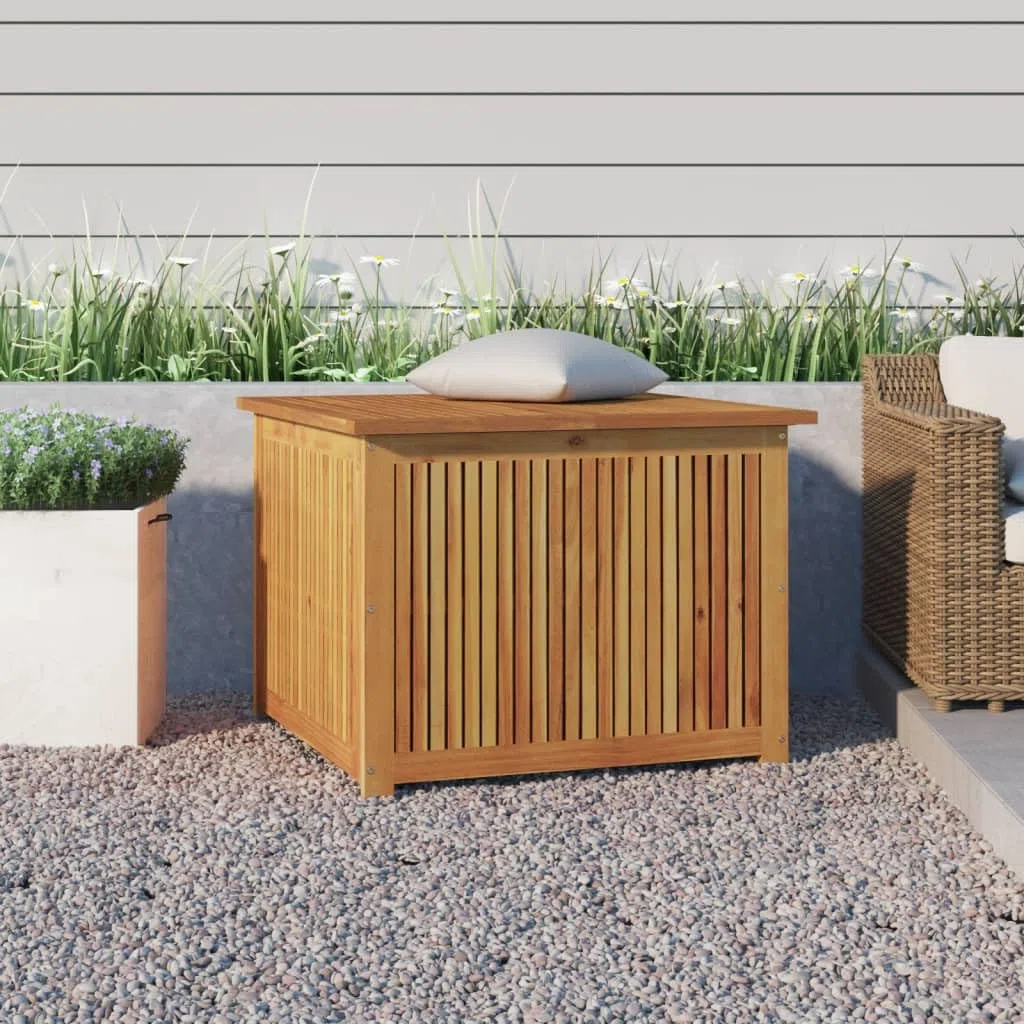 IKAYAA Gartenbox Wasserdicht XXL Holz Auflagenbox wasserdicht Aufbewahrungsbox Garten Kissenbox Outdoor wasserdicht Gartentruhe Massivholz Akazie-75 x 75 x 58 cm