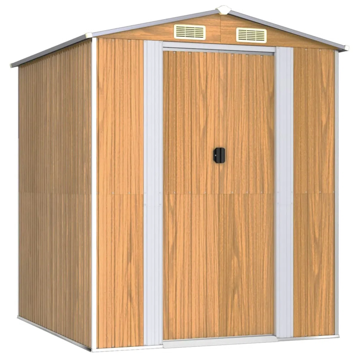LAPOOH Geräteschuppen, Gerätehaus, Fahrradgarage, Gartenhütte, Fahrradunterstand, Gartenhäuschen, Garten Hütte, Fahrrad Unterstand, Hellbraun 192x191x223 cm Verzinkter Stahl