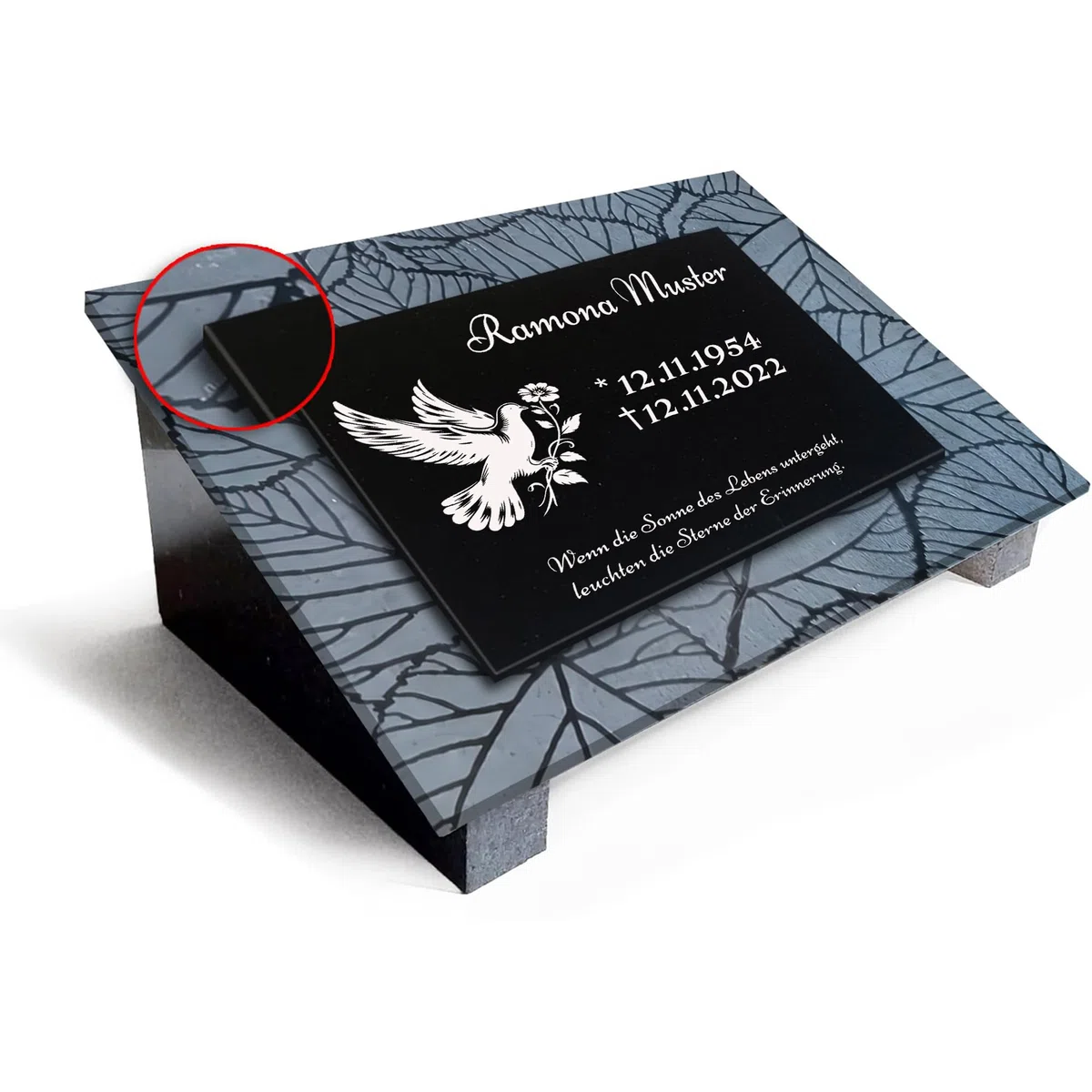 Generisch Premium Grabstein aus indischem Granit Absolut Black– mit Tiefengravur, Lasergravur & 3-Fach Versiegelung im Format 40x30cm N48