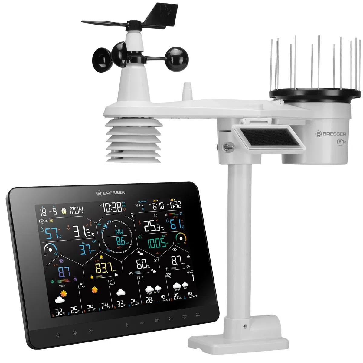 Bresser 4Cast Profi WLAN Wetterstation Funk mit 7 in 1 LoRa Sensor