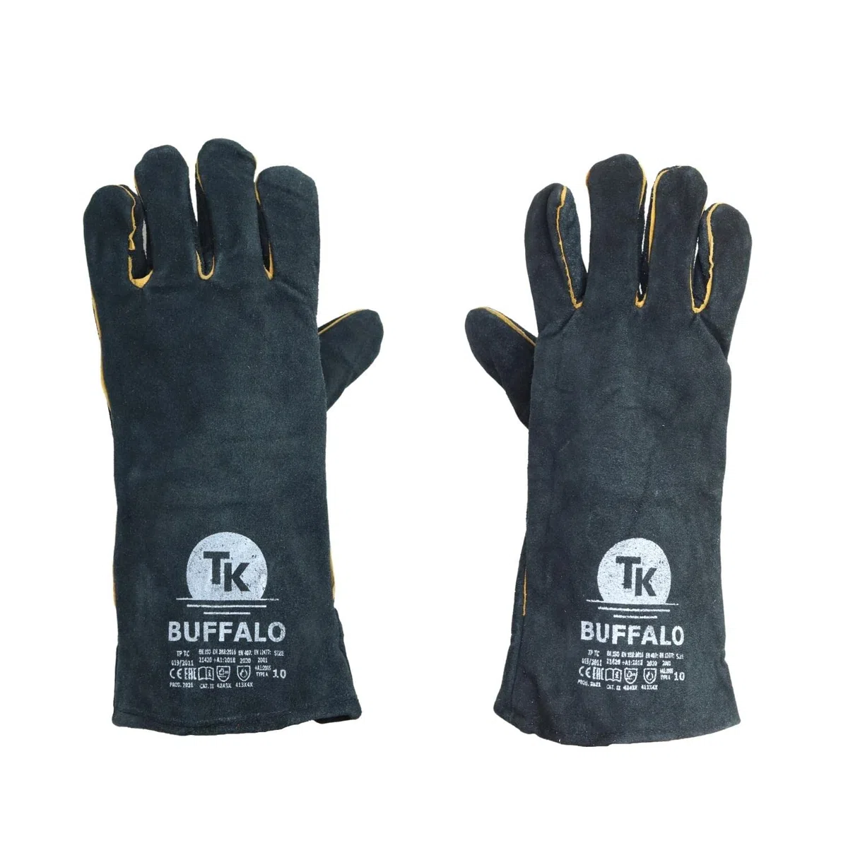 TK Buffalo 72 Paar Set - Schweißerhandschuhe, Grillhandschuhe, Feuerfeste Handschuhe, Baumwollgefüttertes Leder, Doppelnähte, Schutzhandschuhe für Kamin, BBQ, Grill, Herd, Schwarz, Gr. 10