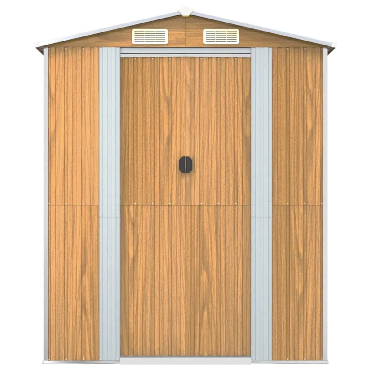 LAPOOH Geräteschuppen, Gerätehaus, Fahrradgarage, Gartenhütte, Fahrradunterstand, Gartenhäuschen, Garten Hütte, Fahrrad Unterstand, Hellbraun 192x191x223 cm Verzinkter Stahl