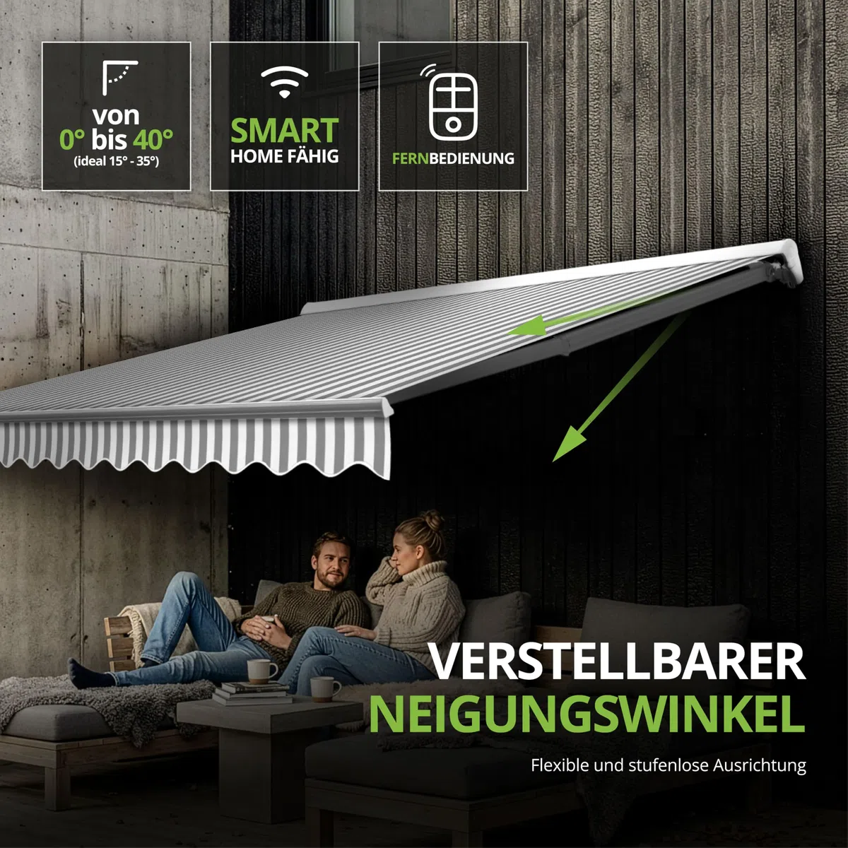 Eclipse Halbkassettenmarkise weiß elektrisch 3,5x3,0m Farbe:Grau