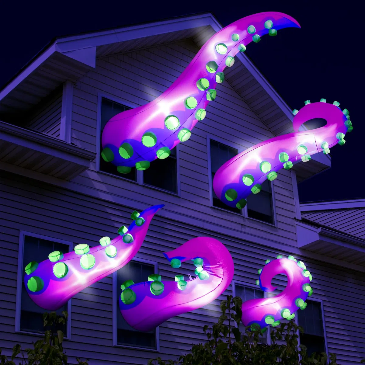 Libima Aufblasbares, beleuchtetes riesiges Oktopus-Tentakel mit eingebauter LED, die aus dem Fenster ausgebrochen ist, Dekoration für Halloween, Fensterdekoration, Außenbereich, Hof, Rasen, Garten