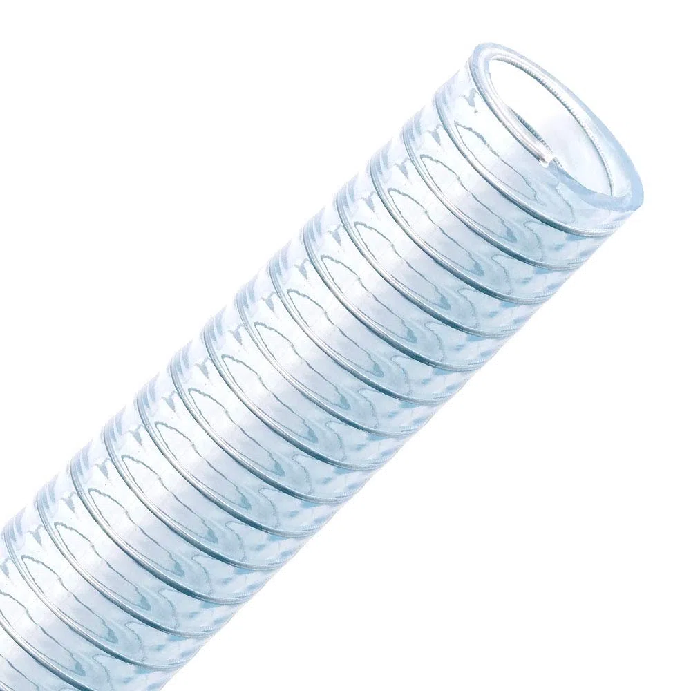 FLEXTUBE FT-S 16mm (5/8 Zoll), 30m - PVC Spiralschlauch als Saugschlauch und Druckschlauch mit Stahlspirale, Lebensmittel Schlauch, transparent