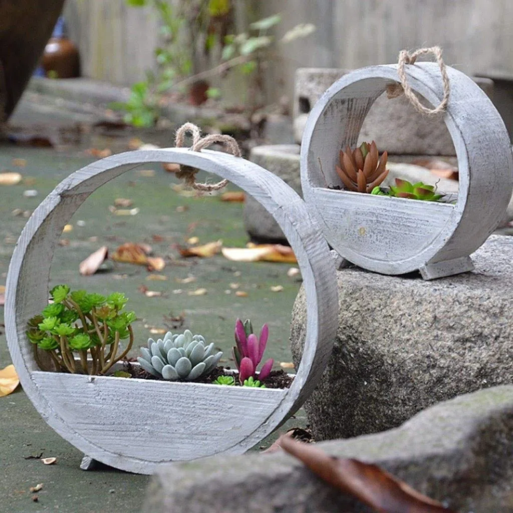 Pflanzenständer Antiker Blumenständer Gartendekoration Hängender Blumentopf (rund) Pflanzenregal (Size : M)