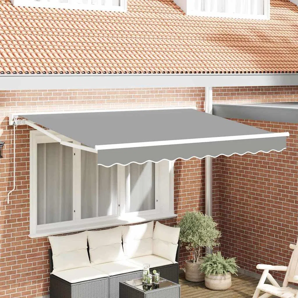 Markisenrahmen 350 x 200 cm aus pulverbeschichtetem Stahl, manuelle Markisenhalterung mit Kurbel, wetterfeste Konstruktion für Garten und Terrasse