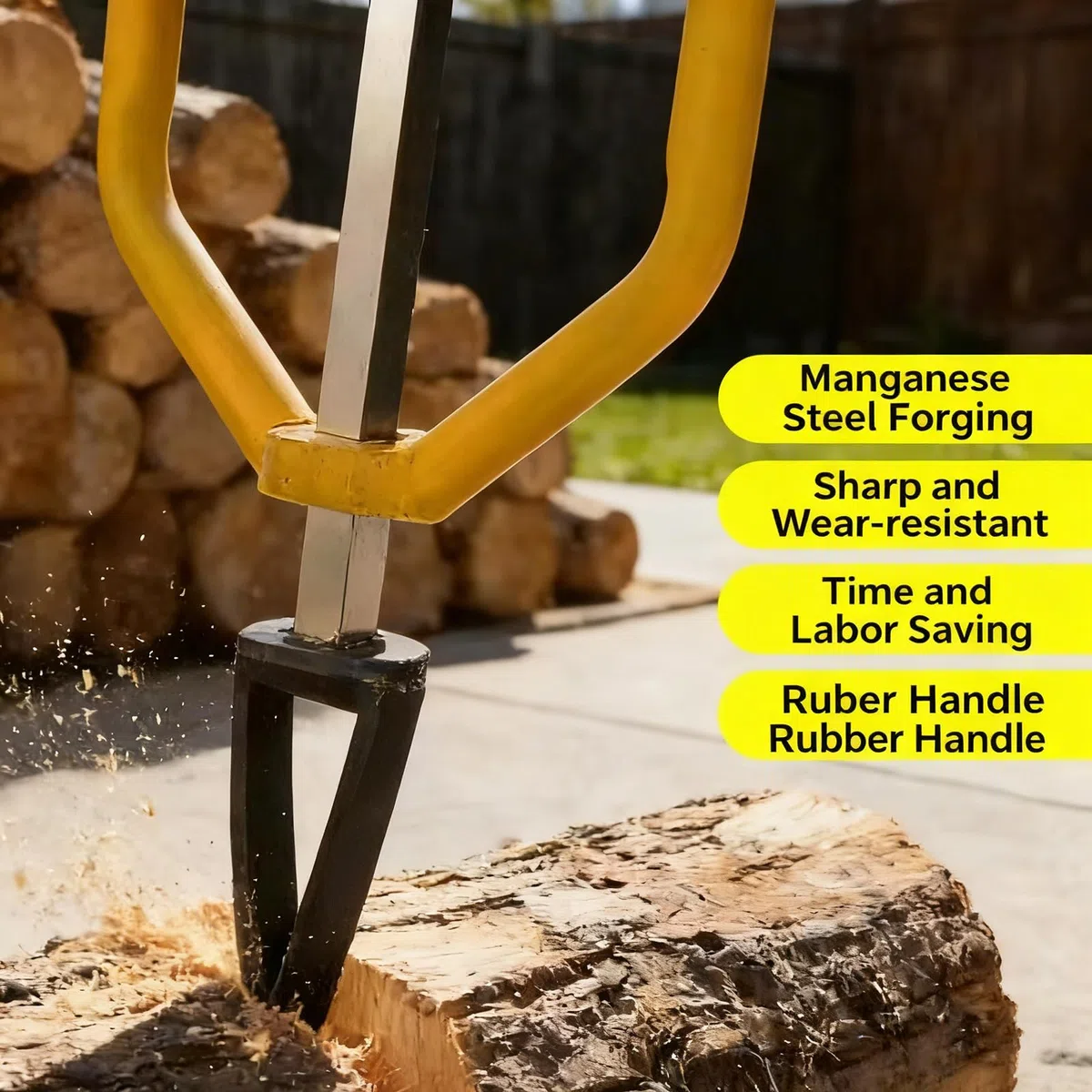 Manueller Holzspalter, tragbares Brennholzwerkzeug für Holzspalten im Freien, Trägheitskeilaxt für Camping, Bauernhof und Heimgebrauch, Dreieckiges Bogen-Design