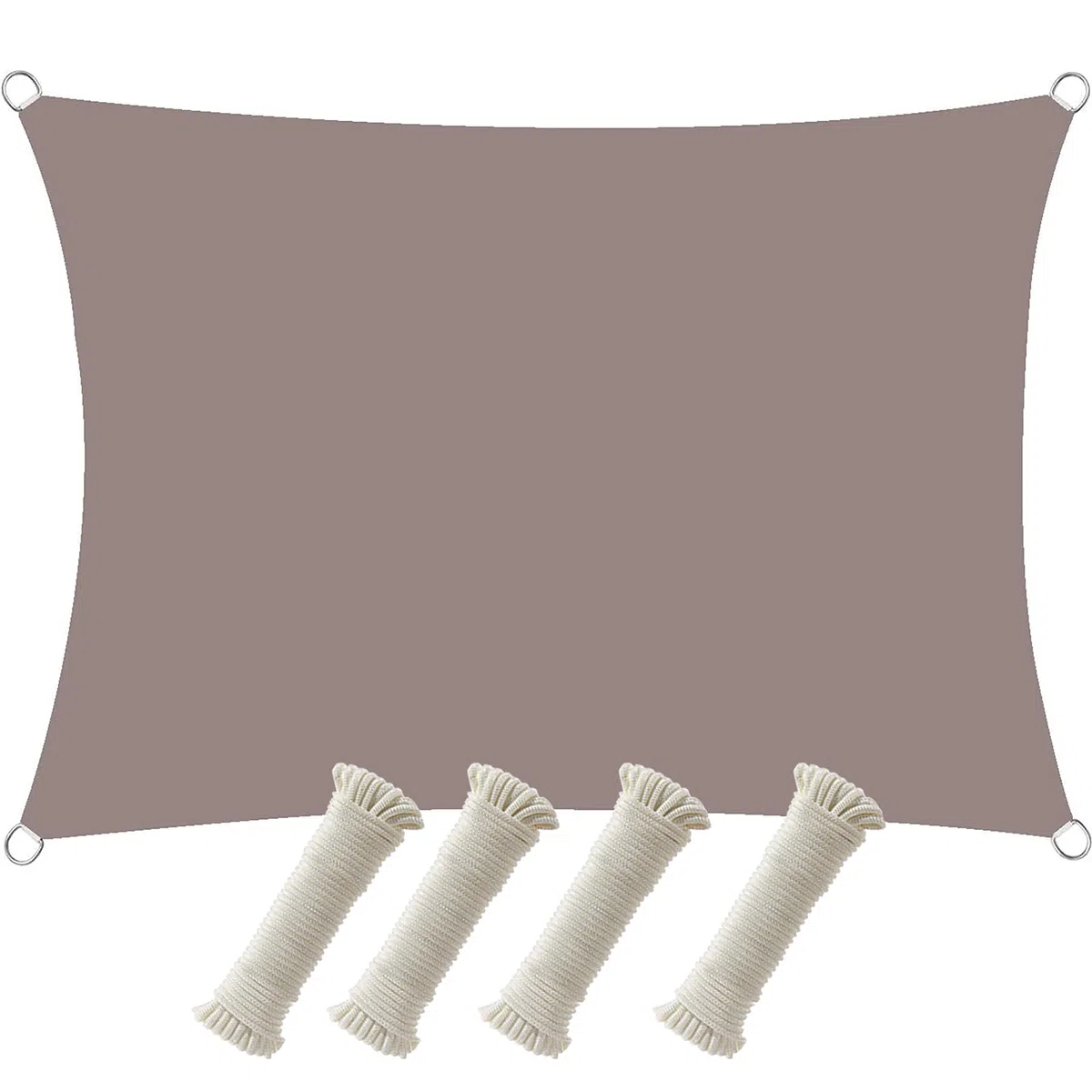 MOCHAMIK Wasserdichtes, rechteckiges Sonnenschutz-Segeldach in Khaki, 4 x 5 m, für Garten-Segeltuch-Markise, inklusive Seil