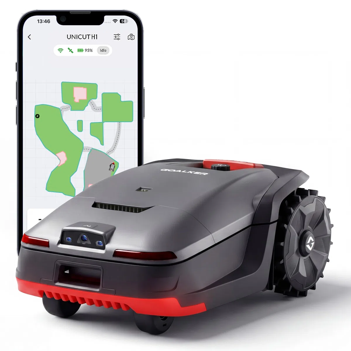 H1 Mähroboter ohne Begrenzungskabel – 5 IN 1: RTK+VSLAM Navigation, Dual LiDAR & KI-Kamera, 2000 m² Fläche, App-Steuerung, Hindernisvermeidung, präziser Kantenschnitt, 45% Steigung