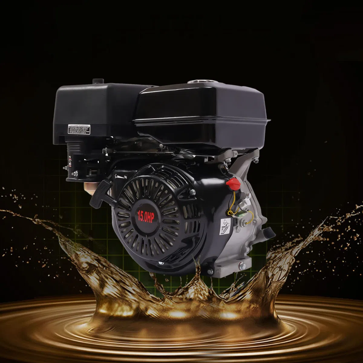 420CC 4 Takt Benzinmotor, 15 PS 9KW Standmotor Motor, 1 Zylinder Industriemotor Benzin Engine Leichtstartmotor
